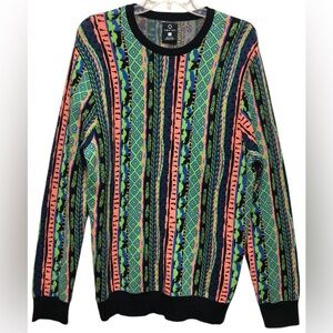 Empyre Vertical Multicolor Size L.Stripe Sweater Men Long Sleeve.Knit Crew Neck